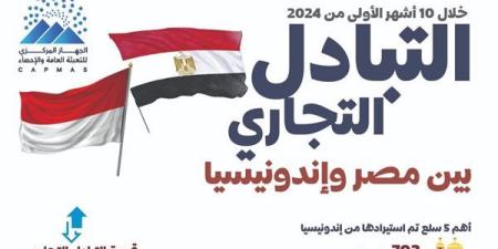 زيادة التبادل التجاري بين مصر وإندونيسيا إلى 1.39 مليار دولار في 2024