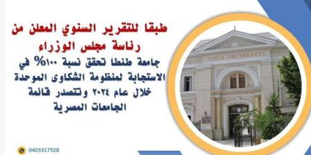 جامعة طنطا تحقق 100% في الاستجابة لمنظومة الشكاوى الموحدة خلال عام 2024