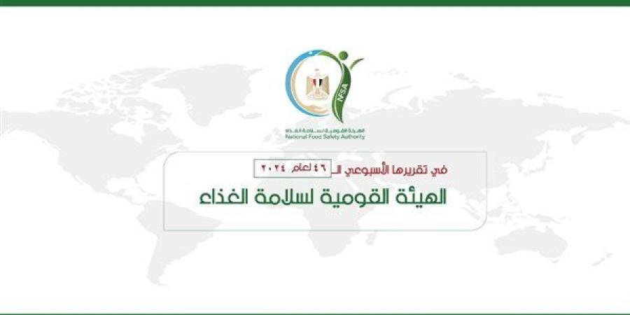 الهيئة القومية لسلامة الغذاء تصدر تقريرها الأسبوعي الــ 46 لعام 2024