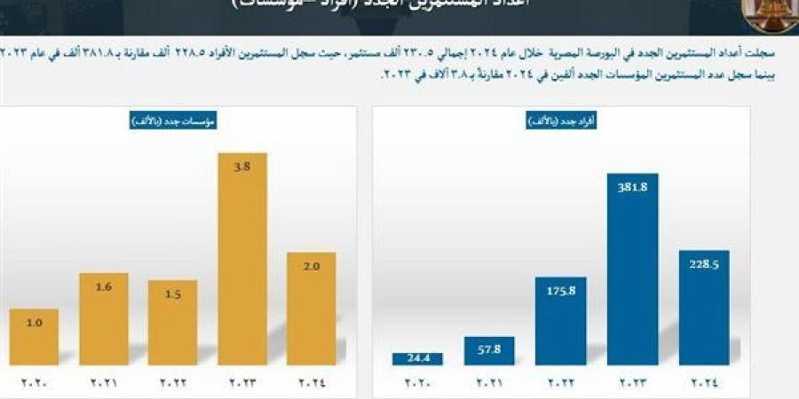 228.5 ألف عدد المستثمرين الأفراد بالبورصة عام 2024