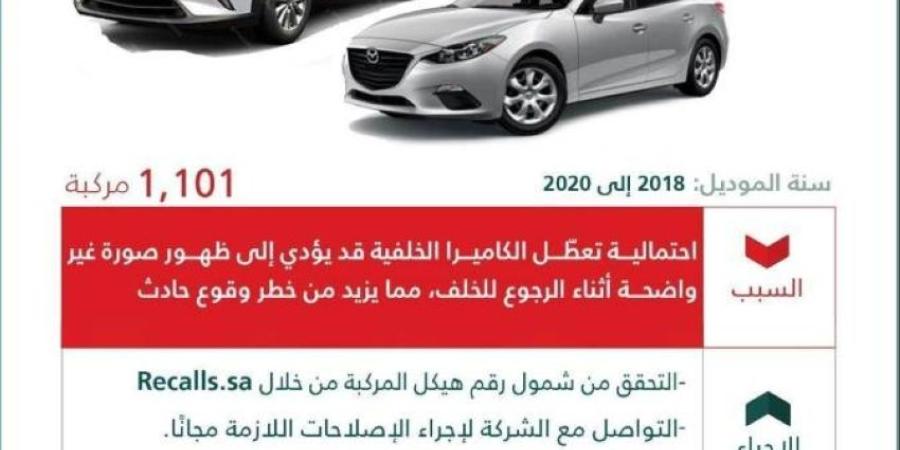 استدعاء أكثر من 1000 سيارة مازدا لاحتمال تعطل الكاميرا الخلفية