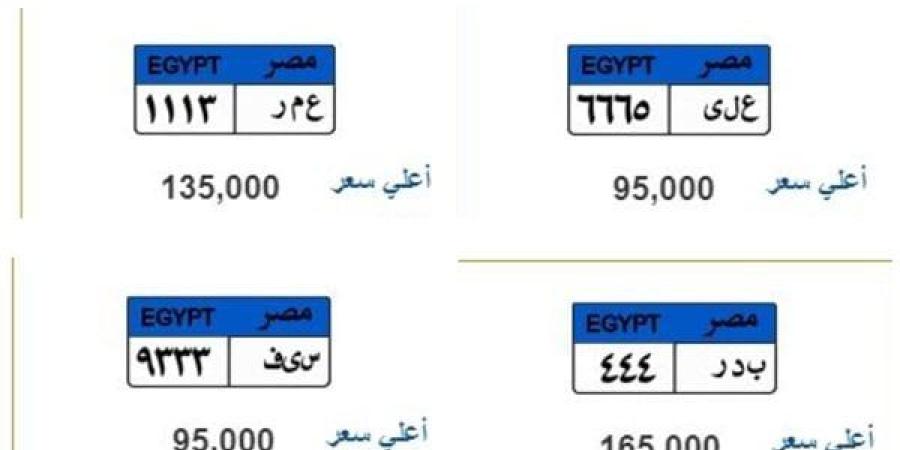 بوابة مرور مصر تطرح عددا من اللوحات المميزة فى مزايدة إلكترونيا